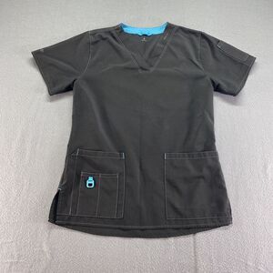 Carhartt Shirt Womens Small Black Short Sleeve Nurse Scrub Vneck Force‎